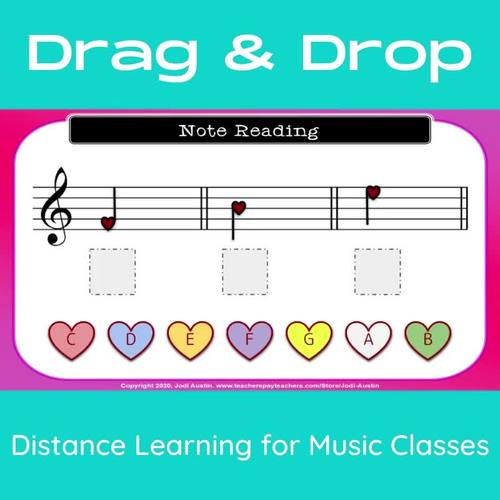 Note Reading Drag & Drop - Heart Theme by Jodi Austin | TpT