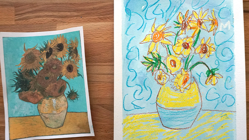 Preview of Crayon - Crayon Resist with Watercolor (Van Gogh Sunflowers)