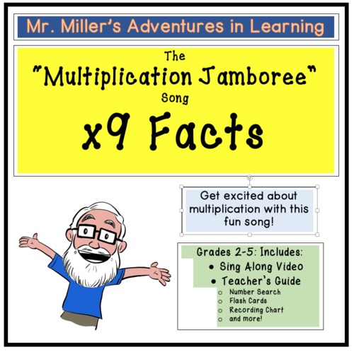 Preview of The "Multiplication Jamboree" Song: x9 Facts Video and Teacher's Guide
