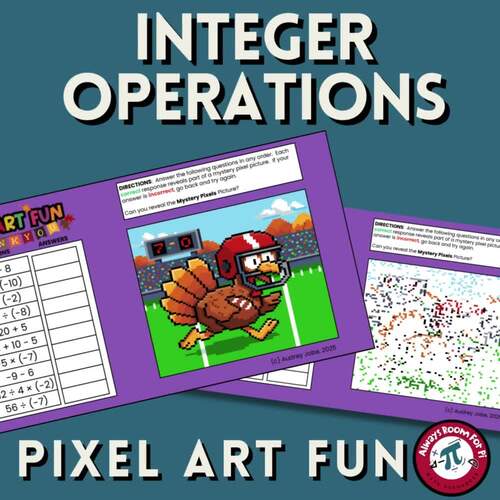 Integer Operations Thanksgiving Pixel Art 6th Advanced 7th Grade Math ...