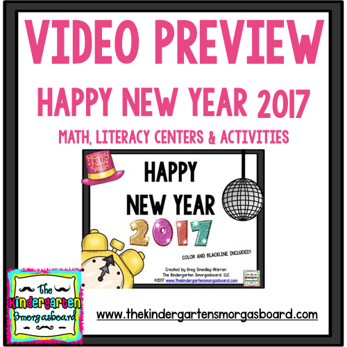 Preview of Video Preview: Happy New Year 2017 a Math, Literacy & Writing Creation