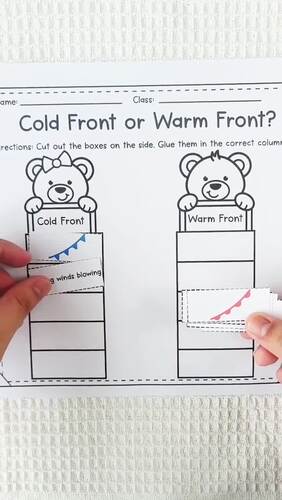 Cold Front or Warm Front? – Cut and Paste Sorting Activity by Taketing ...
