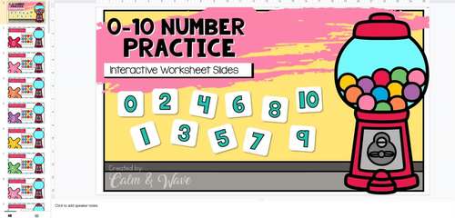 0-10 Number Practice Worksheets with Review and Digital Activity