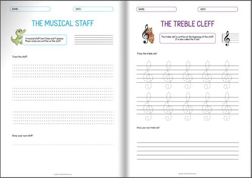 Beginner Music Tracing Workbook | Notes, Rests, Clefs & Time Signatures |