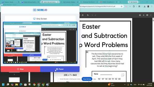 Easter Spring Math Word Problems | 2nd |  Add & Subtract | One-Step | SPN & EN