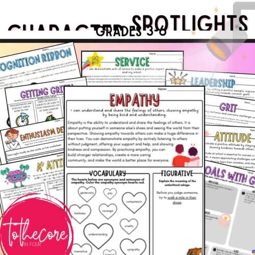 Character Trait Spotlights by To the Core in Four | TPT