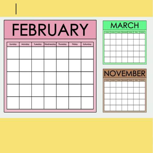 Calendar Templates (English and Spanish Months Days of the Week) - Clipart
