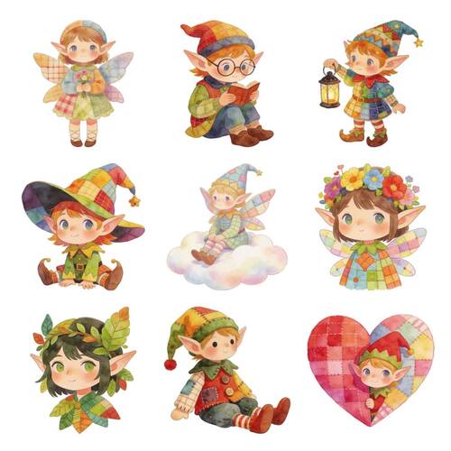 Cute Mini Elf Clipart Set 20 Transparent PNG Handmade Inspired | TPT
