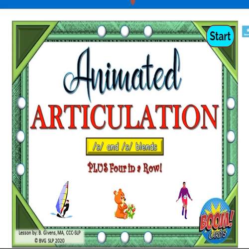 ANIMATED Articulation S and S Blends Speech Therapy Activities BOOM Cards