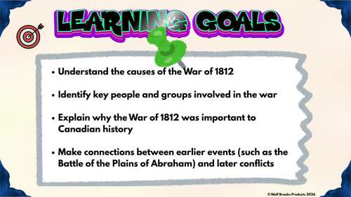 War of 1812 Canadian History Slide Show, Projects & Rubrics | TPT