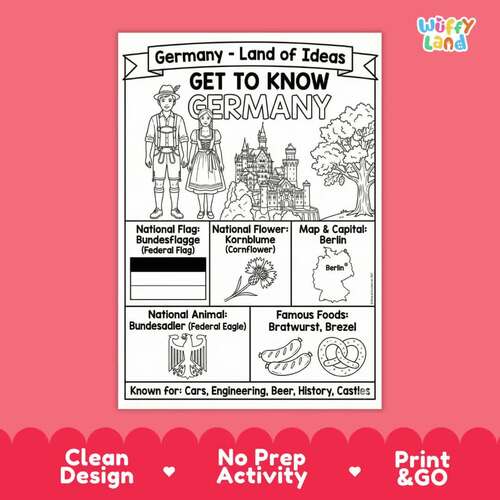 Germany Country Study | Geography Coloring Poster | Europe Activity ...