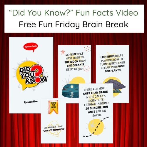 Preview of "Did You Know?" Fun Facts Video |  Fun Friday Brain Break | Free!