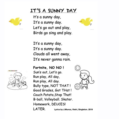 Preview of It's A Sunny Day-Let's Go out and play (Song and Rap)