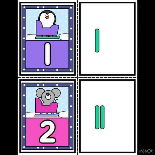 Kindergarten Numbers 1–20 Place Value Matching Cards | Winter Animal Theme