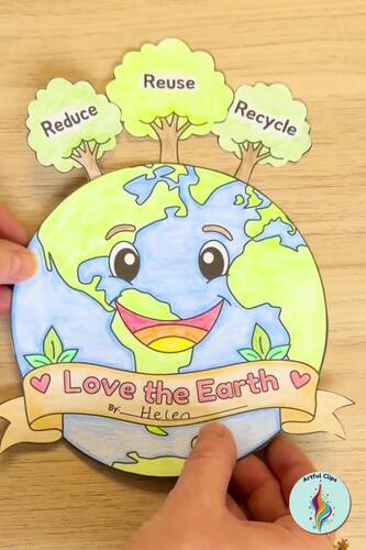 Earth Day Writing Craft & Reduce Reuse Recycle Worksheet, Spring ...