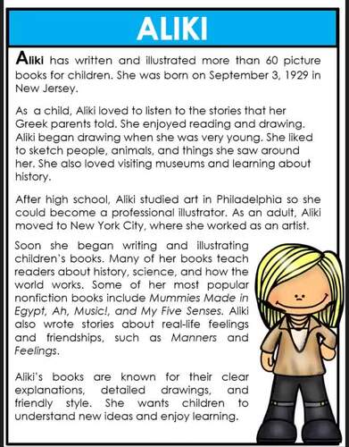 Aliki, Joanna Cole, Jerry Pallotta, Jane Yolen Author Study BUNDLE