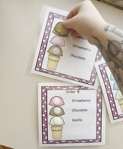 Ice Cream Matching Activity Task Box - 10 different order cards!