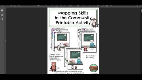 Map Skills in the Community Worksheets Printable Activities by All in a ...