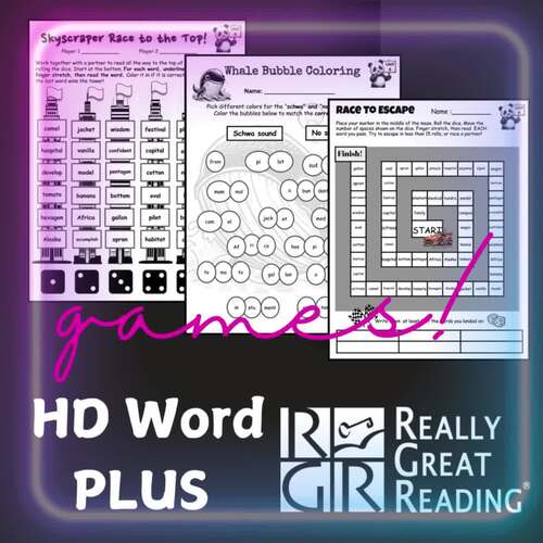 Vowel Teams Games for HD Word Plus Unit 20 Really Great Reading RGR