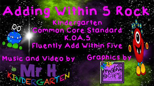 Preview of Adding Within 5 Rock (Common Core Standard K.OA.5) Adding Fluency Within 5