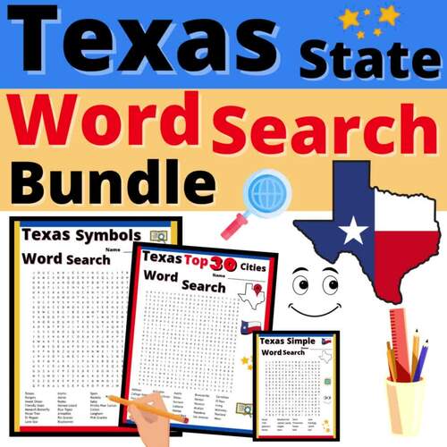 Texas Crossword Puzzles Bundle Symbols and Cities Resource No Prep