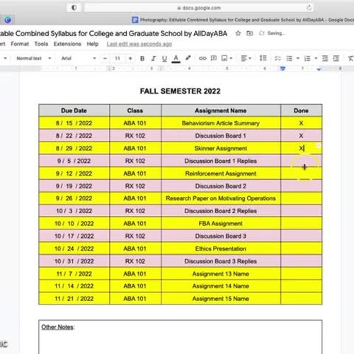 Editable Combined Syllabus Template Google Doc™ for College and Grad School