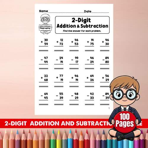 2-Digit Addition & Subtraction Worksheets Bundle | Back to School Math ...