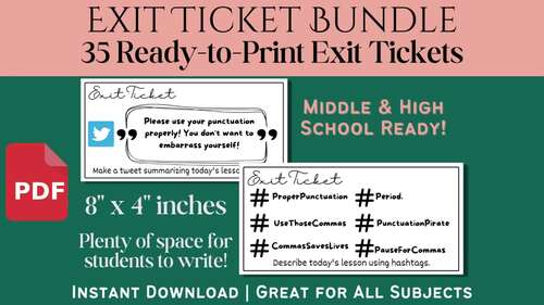 35 Ready-to-Print Exit Tickets - Exit Ticket Bundle - Middle & High School