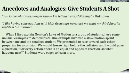 Preview of COMPLETE TEACHER Lesson 68 - Anecdotes and Analogies: Give Students A Shot