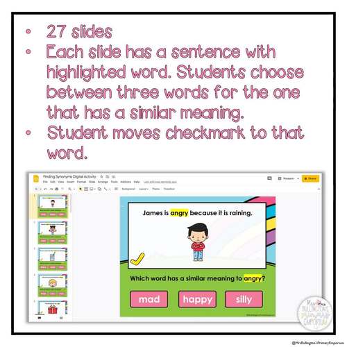 Digital Synonyms Activity for Google Slides TPT