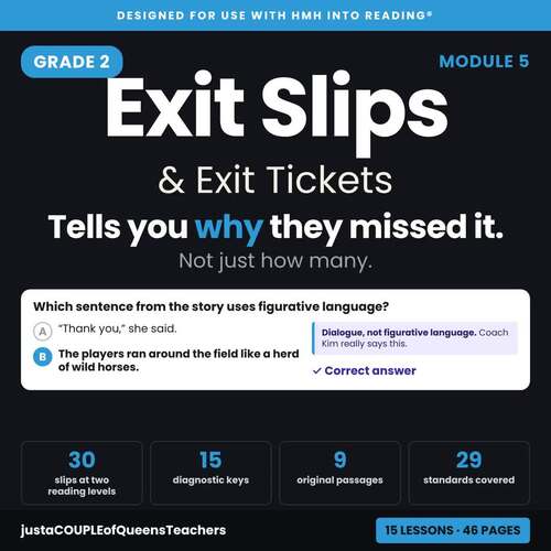 HMH Into Reading 2nd Grade Module 5 Exit Slips | Exit Tickets | Answer Keys