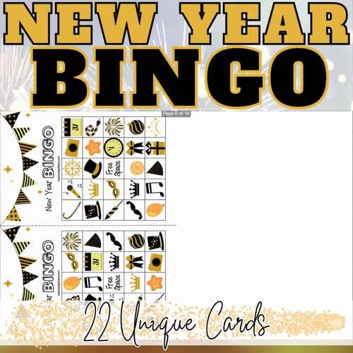 New Year Party BINGO Cards, Happy New Year 2026 Activity, BINGO Game Sheets