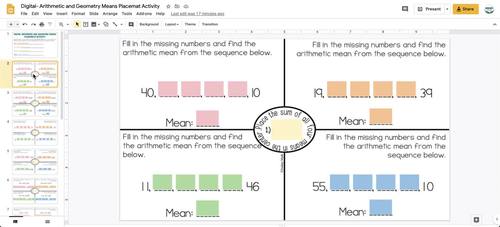 BUNDLE of Arithmetic and Geometric Sequences and Means Placemats Activities