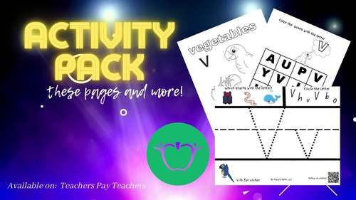 Letter V| Letter Recognition & Sound Recognition + Writing Activity Pack