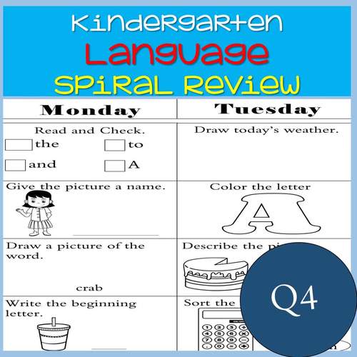 Kindergarten Language Arts Worksheets Q4 TPT