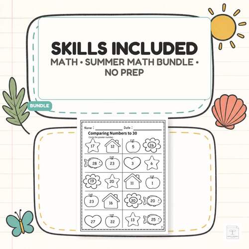 Kindergarten Summer Math Worksheets Bundle | May-June No Prep | TPT