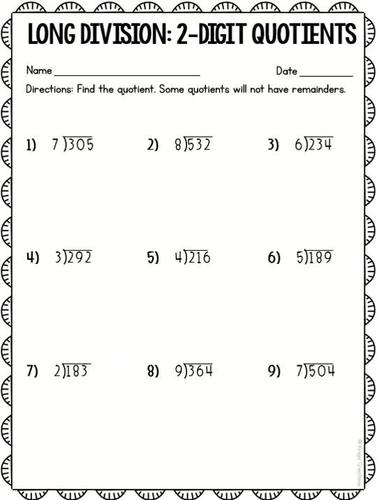 Long Division Worksheets And Google Forms Assessment 4Th Grade | Tpt