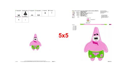 Patrick Star Spongebob Fill Machine Embroidery Design - Instant Download