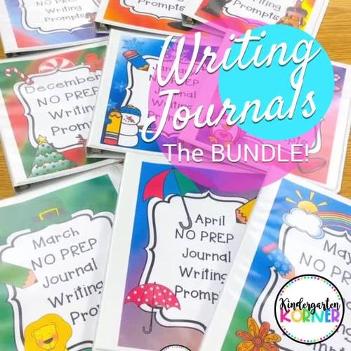 Kindergarten Writing Journals THE BUNDLE Writing Prompts for ENTIRE
