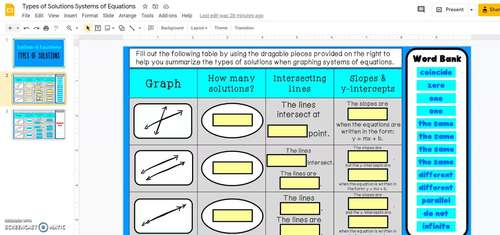 Systems of Equations Types of Solutions Guided Notes Foldable | PAPER ...
