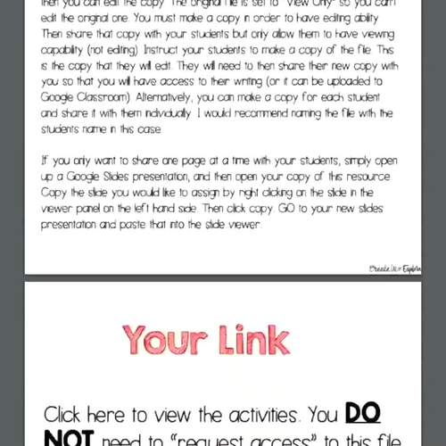 Google Drive Sentence Editing Fix Ups by Create Dream Explore TPT