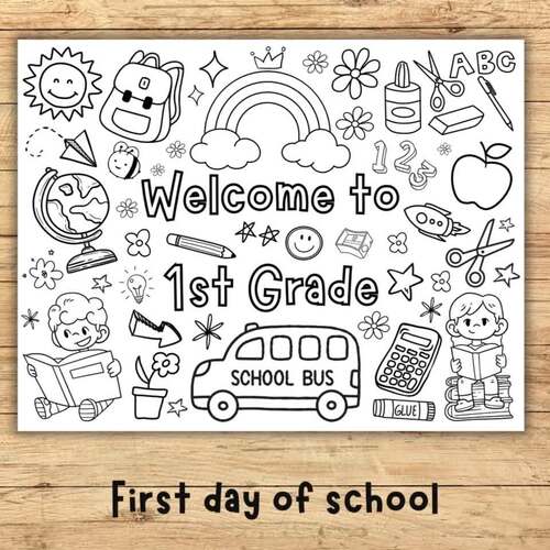 First Day of School Coloring Page | Back to School Activity | Meet the ...
