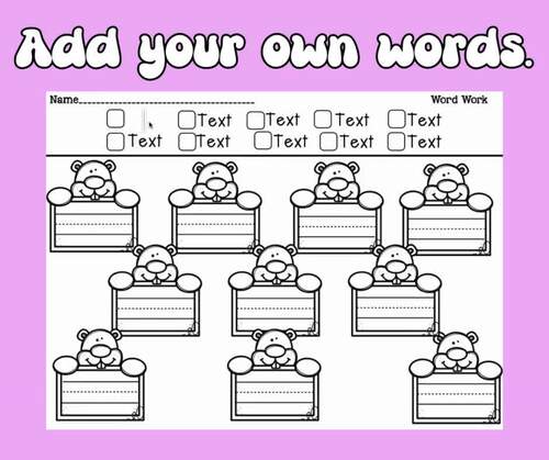 February - Groundhog Themed Editable Word Work by KinderJenni | TPT