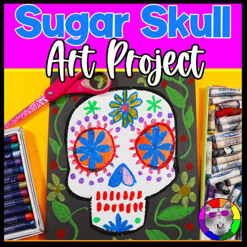 Preview of Sugar Skull Art Lesson, Mexico, Art Project Activity for Primary or Elementary