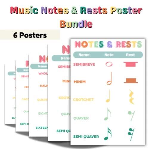 Music Notes and Rests Posters