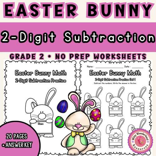 Engaging Easter Bunny 2-Digit Subtraction Worksheets for Grade 2 Math Fun!