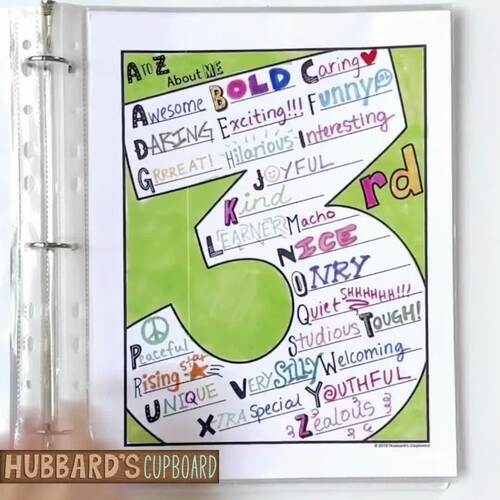 First Day Week of Back to School Activity 3rd Grade All About Me ...