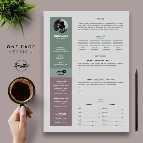 Modern Resume - Brian Taylor / Professional Resume for MS Word & iWork ...
