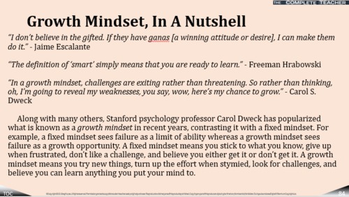 Preview of COMPLETE TEACHER Lesson 84 - Growth Mindset, In A Nutshell