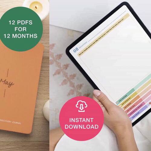 Identity and Self-Discovery Prompt Journal | 12-Month Planner for ...